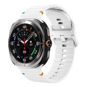 For Samsung Galaxy Watch Ultra 47mm / Ultra 2025 Kalebol Wave-stitched Silicone Strap(White)