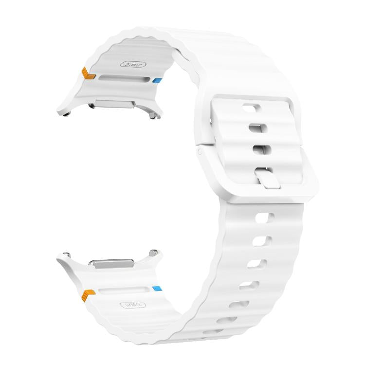 For Samsung Galaxy Watch Ultra 47mm / Ultra 2025 Kalebol Wave-stitched Silicone Strap(White)