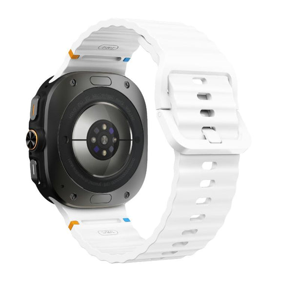 For Samsung Galaxy Watch Ultra 47mm / Ultra 2025 Kalebol Wave-stitched Silicone Strap(White)