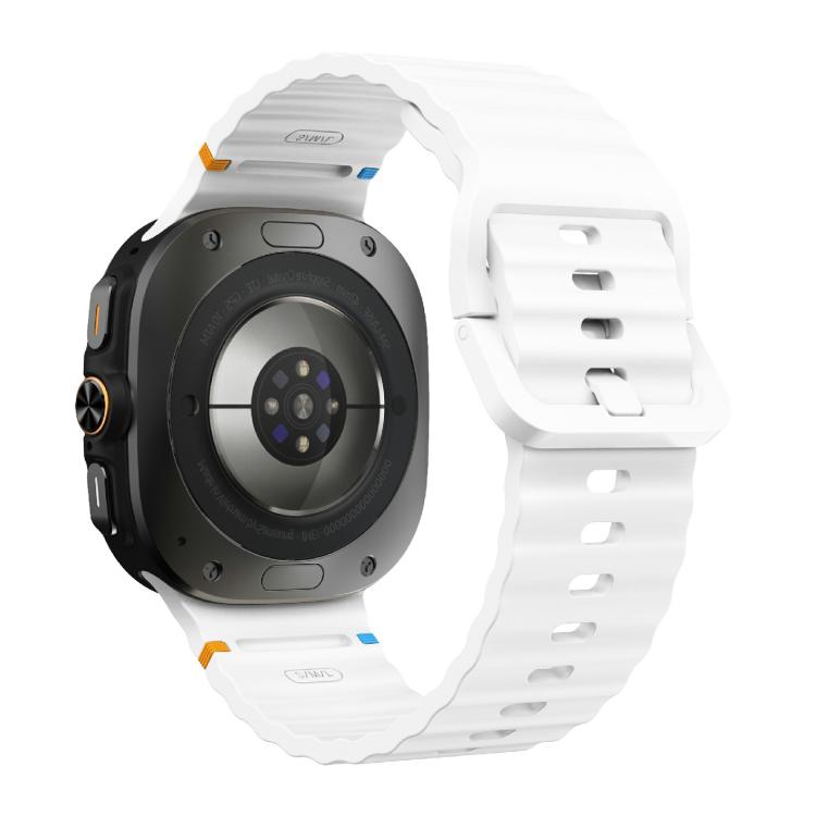 For Samsung Galaxy Watch Ultra 47mm / Ultra 2025 Kalebol Wave-stitched Silicone Strap(White)