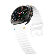 For Samsung Galaxy Watch Ultra 47mm / Ultra 2025 Kalebol Wave-stitched Silicone Strap(White)