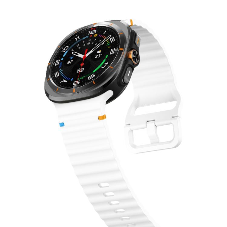 For Samsung Galaxy Watch Ultra 47mm / Ultra 2025 Kalebol Wave-stitched Silicone Strap(White)
