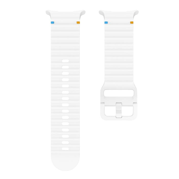 For Samsung Galaxy Watch Ultra 47mm / Ultra 2025 Kalebol Wave-stitched Silicone Strap(White)