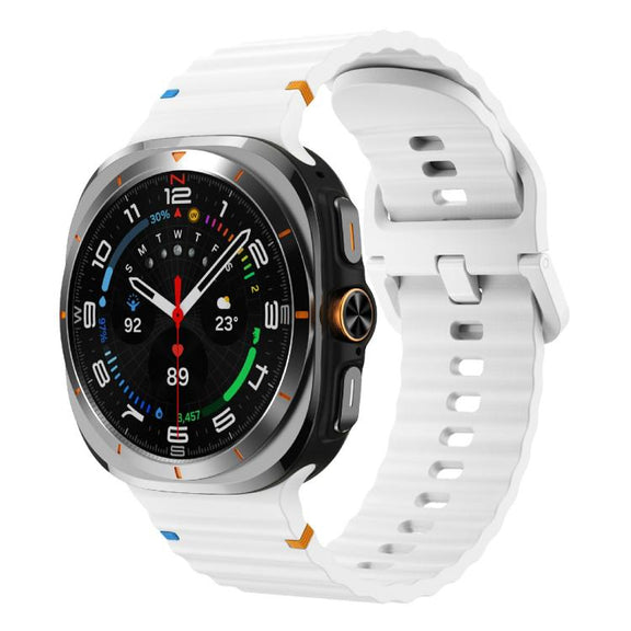 For Samsung Galaxy Watch Ultra 47mm / Ultra 2025 Kalebol Wave-stitched Silicone Strap(White)