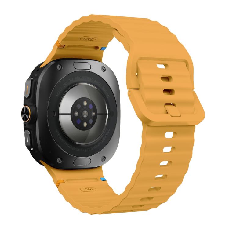 For Samsung Galaxy Watch Ultra 47mm / Ultra 2025 Kalebol Wave-stitched Silicone Strap(Yellow)