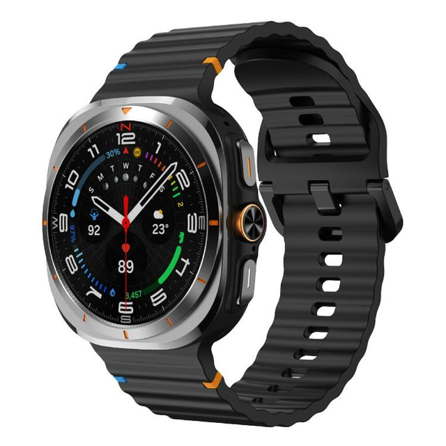 For Samsung Galaxy Watch Ultra 47mm / Ultra 2025 Kalebol Wave-stitched Silicone Strap(Black)