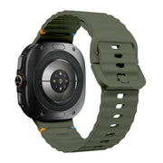 For Samsung Galaxy Watch Ultra 47mm / Ultra 2025 Kalebol Wave-stitched Silicone Strap(Army Green)