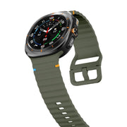 For Samsung Galaxy Watch Ultra 47mm / Ultra 2025 Kalebol Wave-stitched Silicone Strap(Army Green)