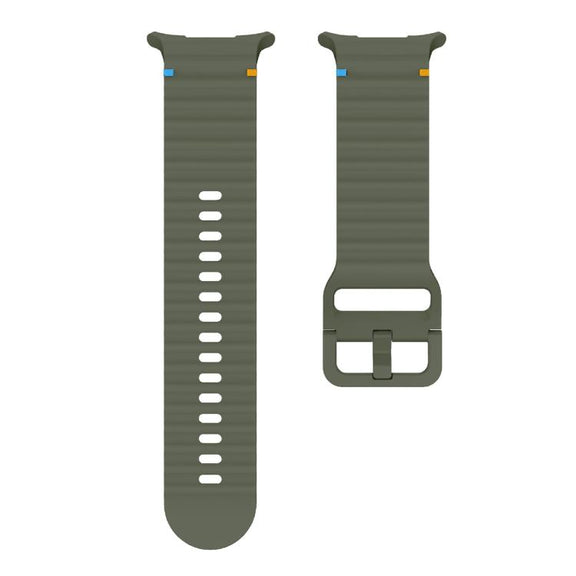 For Samsung Galaxy Watch Ultra 47mm / Ultra 2025 Kalebol Wave-stitched Silicone Strap(Army Green)