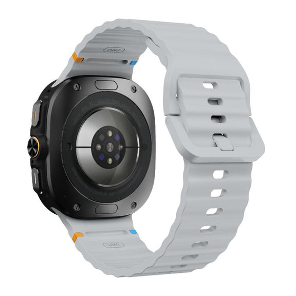 For Samsung Galaxy Watch Ultra 47mm / Ultra 2025 Kalebol Wave-stitched Silicone Strap(Light Grey)