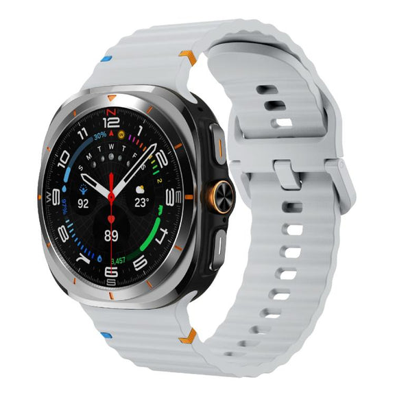 For Samsung Galaxy Watch Ultra 47mm / Ultra 2025 Kalebol Wave-stitched Silicone Strap(Light Grey)