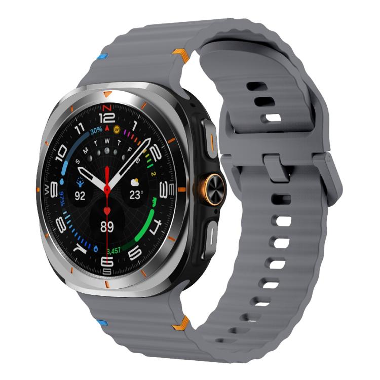 For Samsung Galaxy Watch Ultra 47mm / Ultra 2025 Kalebol Wave-stitched Silicone Strap(Space Grey) - free shipping - PMC TechLife - Order now!