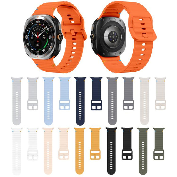 For Samsung Galaxy Watch Ultra 47mm / Ultra 2025 Kalebol Wave-stitched Silicone Strap(Light Grey)