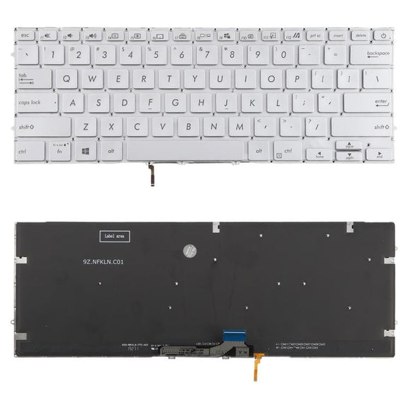 US Version Backlit Laptop Keyboard for Asus UX431 X431 V431 K431 S431 X431FAC UX431U UX431F U4500F(Silver)
