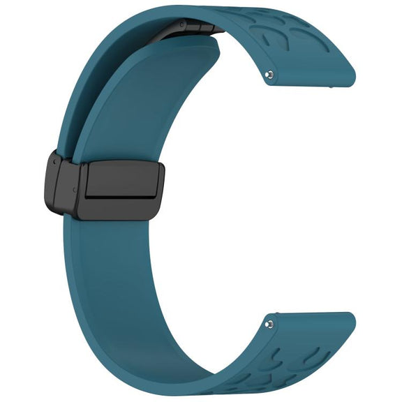 18mm Kalebol Universal Leopard Print Magnetic Folding Buckle Silicone Strap(Dark Blue)