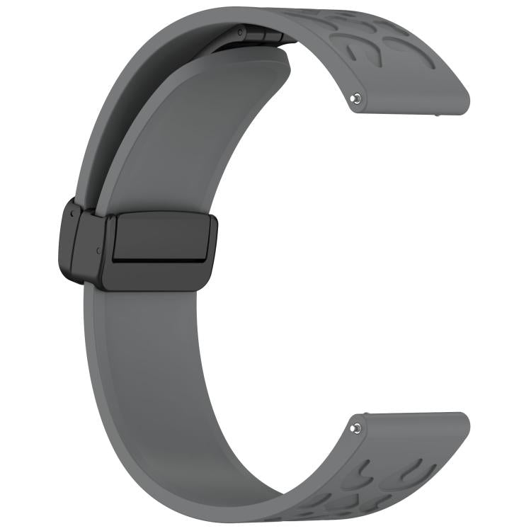 18mm Kalebol Universal Leopard Print Magnetic Folding Buckle Silicone Strap(Space Grey)