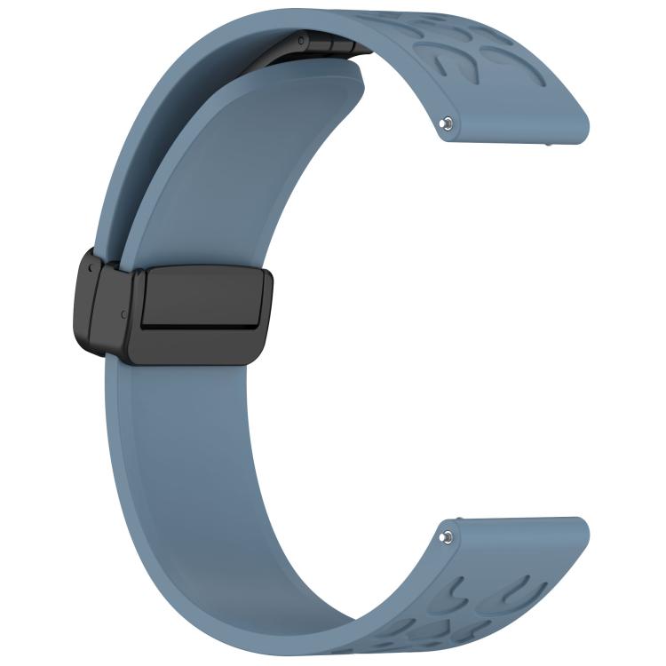 18mm Kalebol Universal Leopard Print Magnetic Folding Buckle Silicone Strap(Slate Blue)