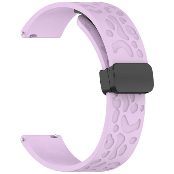 18mm Kalebol Universal Leopard Print Magnetic Folding Buckle Silicone Strap(Purple)