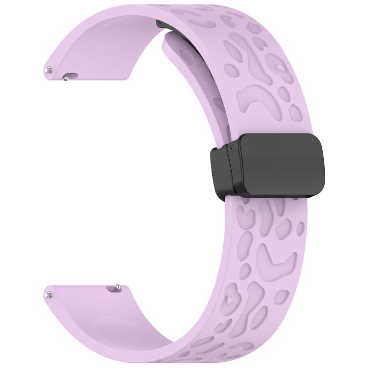18mm Kalebol Universal Leopard Print Magnetic Folding Buckle Silicone Strap(Purple)