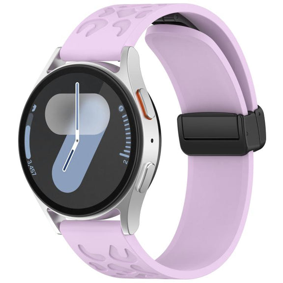 18mm Kalebol Universal Leopard Print Magnetic Folding Buckle Silicone Strap(Purple)