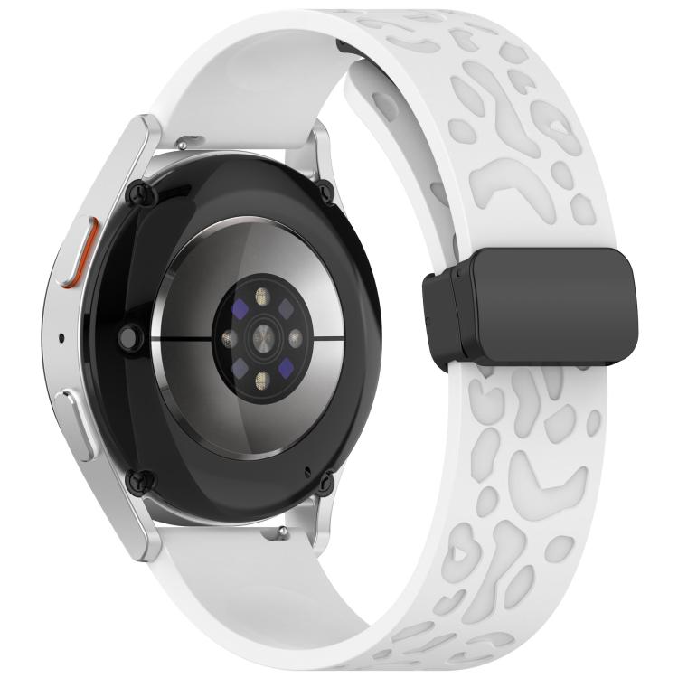 20mm Kalebol Universal Leopard Print Magnetic Folding Buckle Silicone Strap(White) - free shipping - PMc TechLife - Order now!