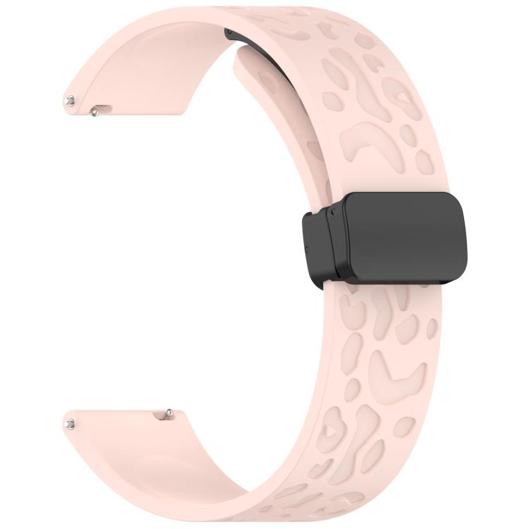 20mm Kalebol Universal Leopard Print Magnetic Folding Buckle Silicone Strap(Pink)