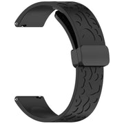 20mm Kalebol Universal Leopard Print Magnetic Folding Buckle Silicone Strap(Black)