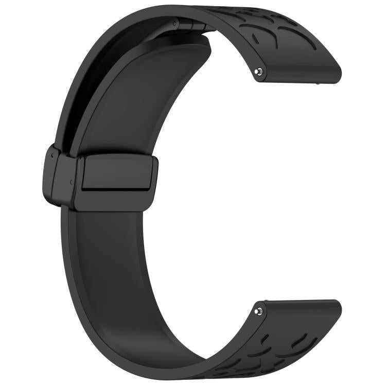 20mm Kalebol Universal Leopard Print Magnetic Folding Buckle Silicone Strap(Black)