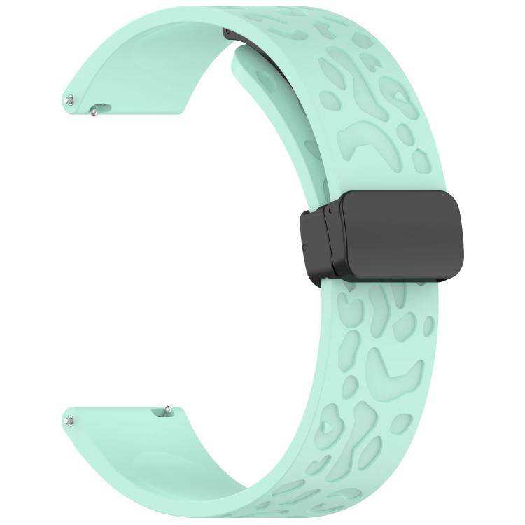 20mm Kalebol Universal Leopard Print Magnetic Folding Buckle Silicone Strap(Teal Blue)