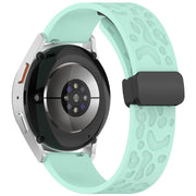 20mm Kalebol Universal Leopard Print Magnetic Folding Buckle Silicone Strap(Teal Blue)
