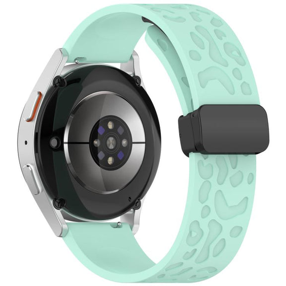 20mm Kalebol Universal Leopard Print Magnetic Folding Buckle Silicone Strap(Teal Blue)