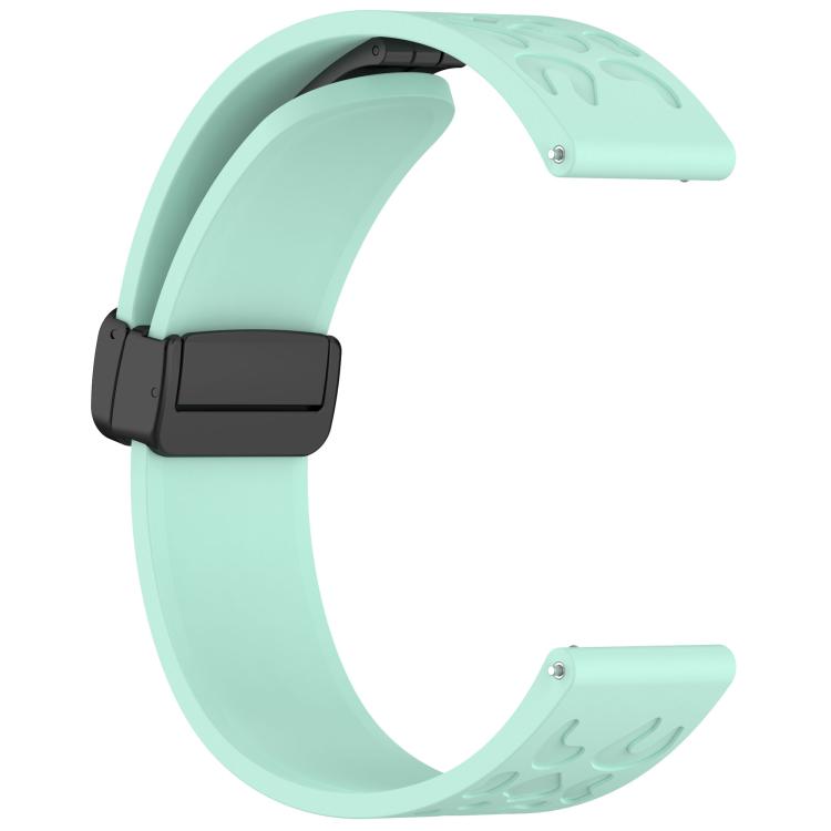 20mm Kalebol Universal Leopard Print Magnetic Folding Buckle Silicone Strap(Teal Blue)