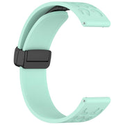 20mm Kalebol Universal Leopard Print Magnetic Folding Buckle Silicone Strap(Teal Blue)