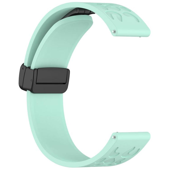 20mm Kalebol Universal Leopard Print Magnetic Folding Buckle Silicone Strap(Teal Blue)