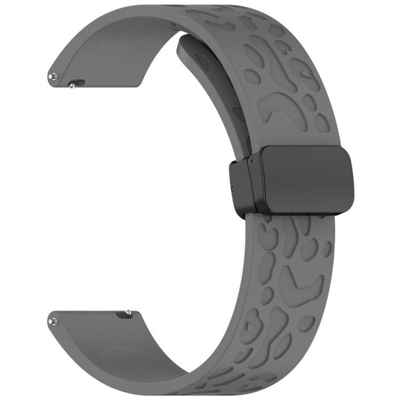 20mm Kalebol Universal Leopard Print Magnetic Folding Buckle Silicone Strap(Space Grey)