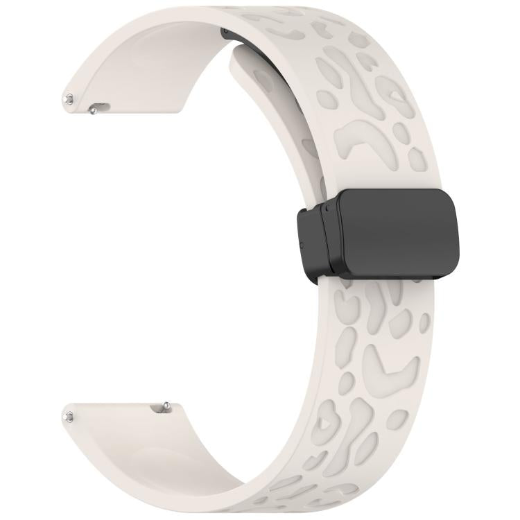 20mm Kalebol Universal Leopard Print Magnetic Folding Buckle Silicone Strap(Starlight)