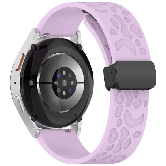 20mm Kalebol Universal Leopard Print Magnetic Folding Buckle Silicone Strap(Purple)