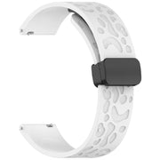 22mm Kalebol Universal Leopard Print Magnetic Folding Buckle Silicone Strap(White)