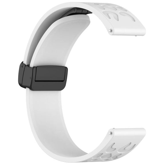 22mm Kalebol Universal Leopard Print Magnetic Folding Buckle Silicone Strap(White)