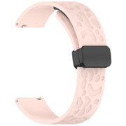 22mm Kalebol Universal Leopard Print Magnetic Folding Buckle Silicone Strap(Pink)