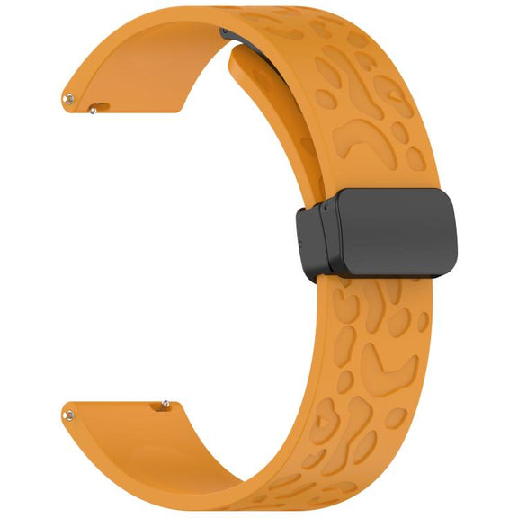 22mm Kalebol Universal Leopard Print Magnetic Folding Buckle Silicone Strap(Yellow)