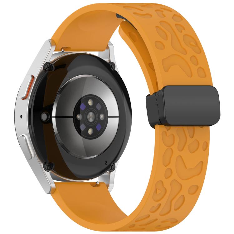 22mm Kalebol Universal Leopard Print Magnetic Folding Buckle Silicone Strap(Yellow)