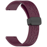 22mm Kalebol Universal Leopard Print Magnetic Folding Buckle Silicone Strap(Wine Red)
