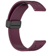 22mm Kalebol Universal Leopard Print Magnetic Folding Buckle Silicone Strap(Wine Red)