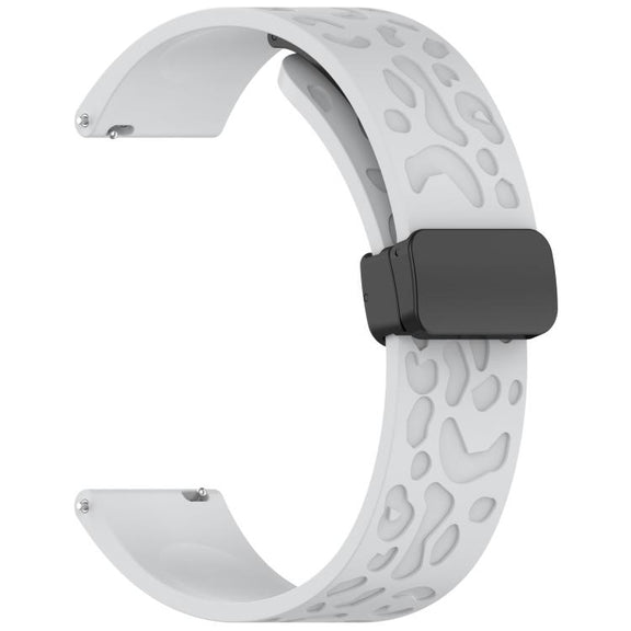 22mm Kalebol Universal Leopard Print Magnetic Folding Buckle Silicone Strap(Light Grey)