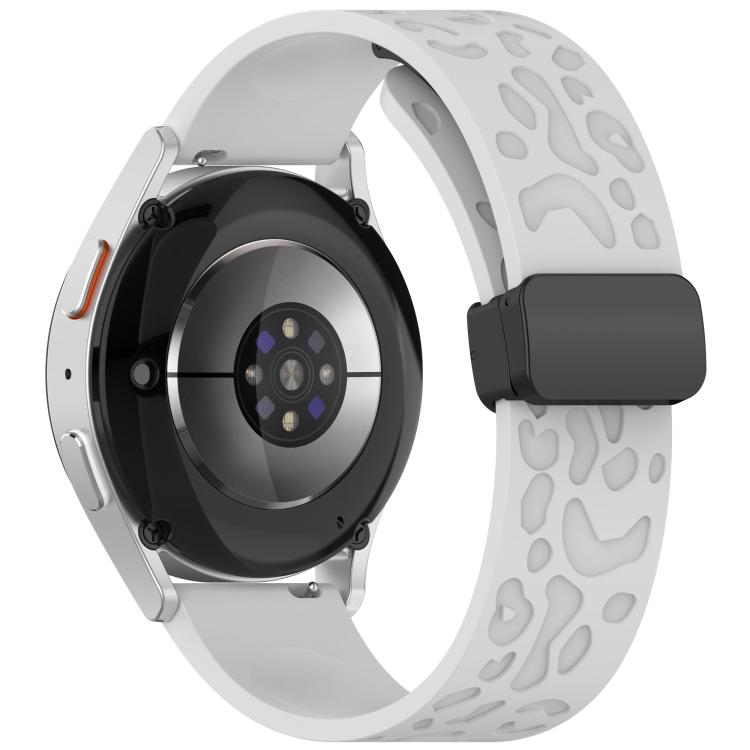 22mm Kalebol Universal Leopard Print Magnetic Folding Buckle Silicone Strap(Light Grey)