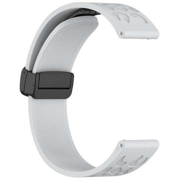 22mm Kalebol Universal Leopard Print Magnetic Folding Buckle Silicone Strap(Light Grey)