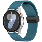 22mm Kalebol Universal Leopard Print Magnetic Folding Buckle Silicone Strap(Dark Blue)