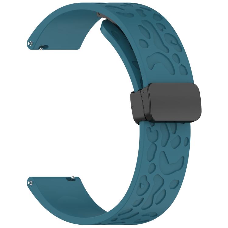 22mm Kalebol Universal Leopard Print Magnetic Folding Buckle Silicone Strap(Dark Blue)