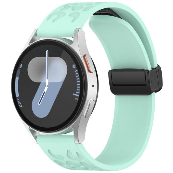 22mm Kalebol Universal Leopard Print Magnetic Folding Buckle Silicone Strap(Teal Blue)